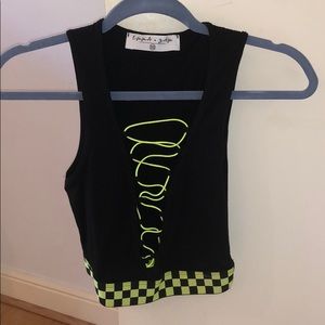 Emma & Sam black and green lace up tank